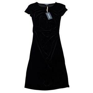 NWT Modcloth Velvet Dress Women's Small Black Sheath Short Sleeve Ruched Party